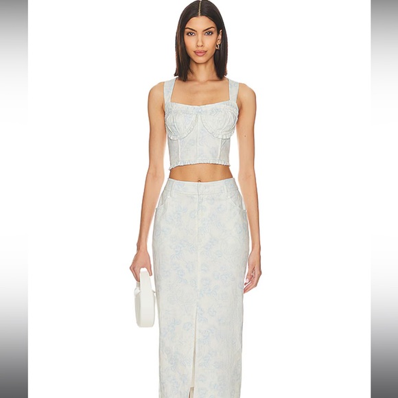 For Love & Lemons Chantal Top in Blue - Picture 4 of 11